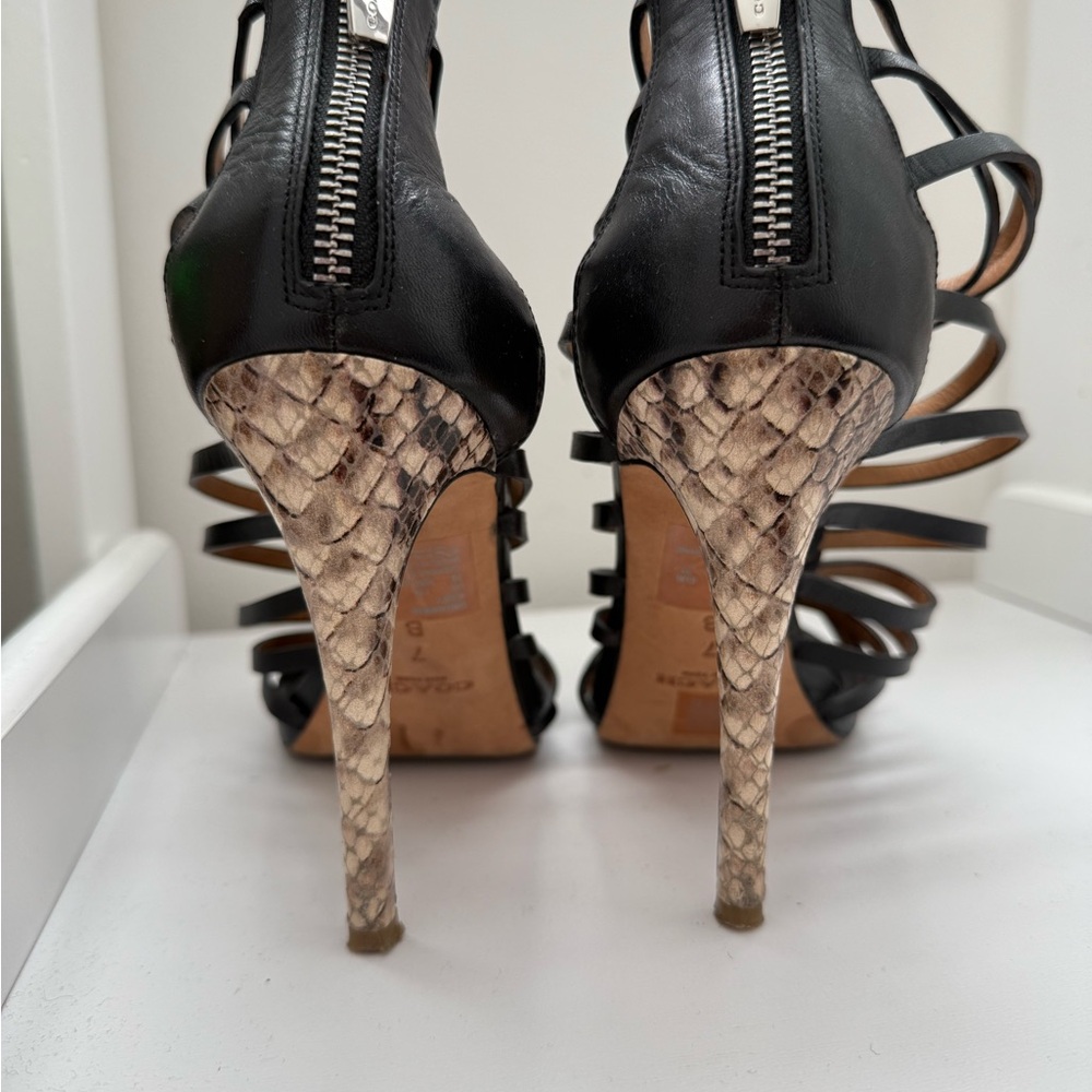 Coach Strappy Heels with Snakeskin Detail